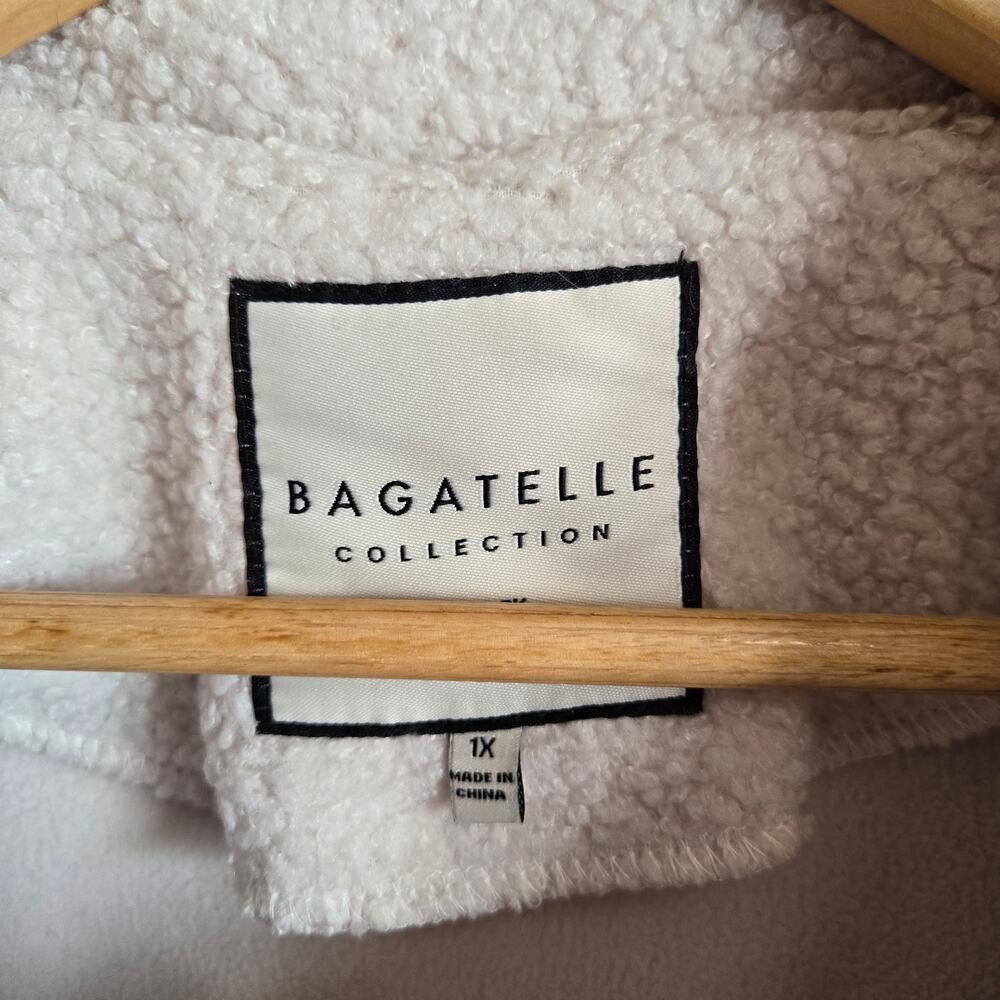 Bagatelle Oversized Faux Shearling Shacket 1X Cream Teddy Coat Button Down Fall - Picture 5 of 7
